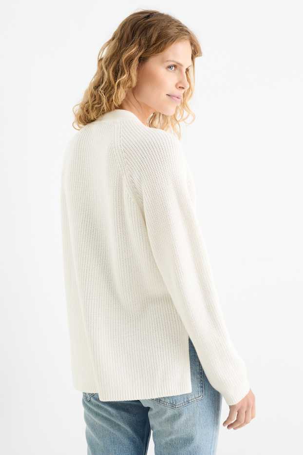 Femei - Cardigan tricotat - reiat - alb