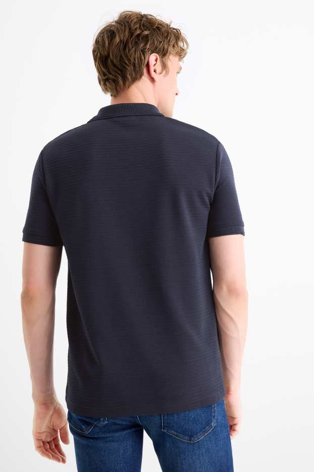 Bărbați - Tricou polo - regular fit - reiat - albastru închis