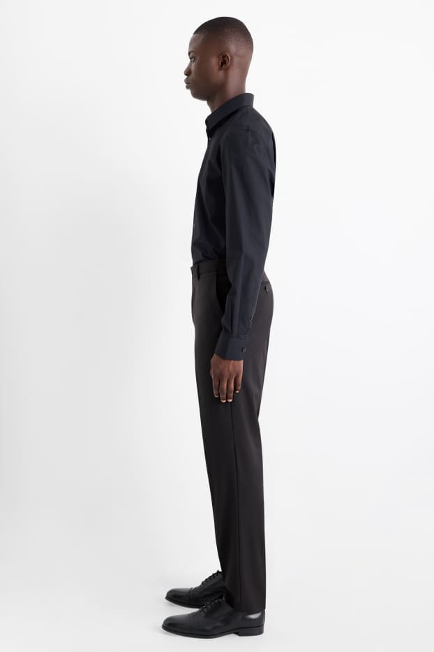 Bărbați - Pantaloni modulari - regular fit - Flex - amestec din lână pură - negru
