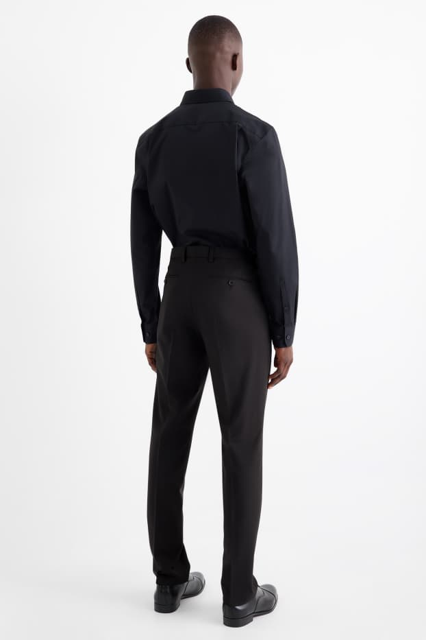 Bărbați - Pantaloni modulari - regular fit - Flex - amestec din lână pură - negru