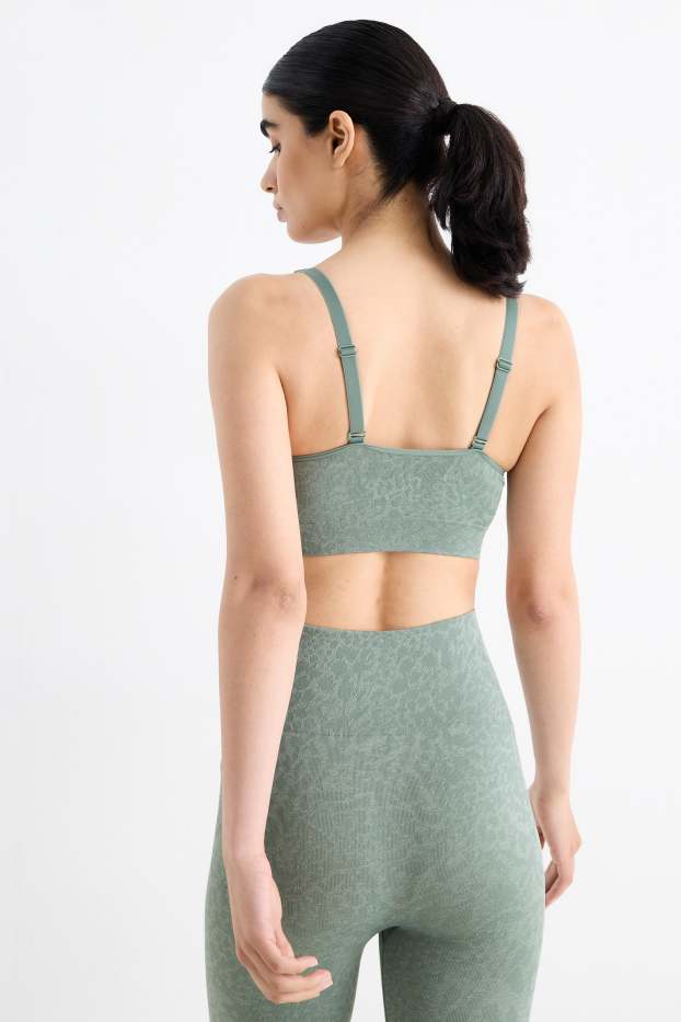 Femei - Sutien funcțional - vătuit - cu model - verde