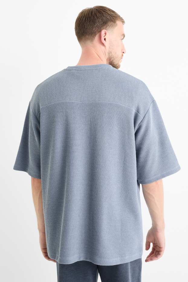 Bărbați - Tricou - supradimensionat - reiat - albastru deschis
