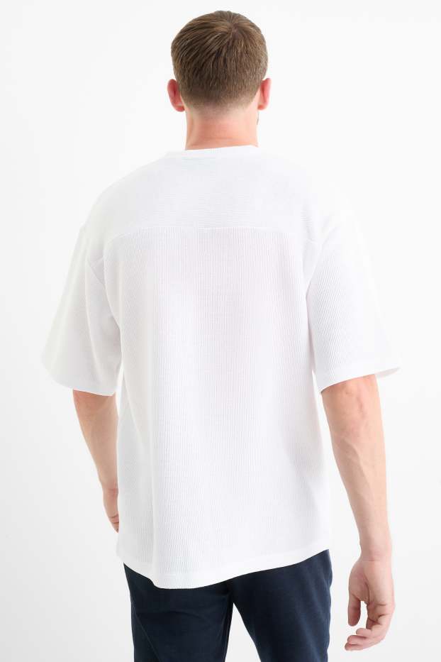 Bărbați - Tricou - supradimensionat - reiat - alb