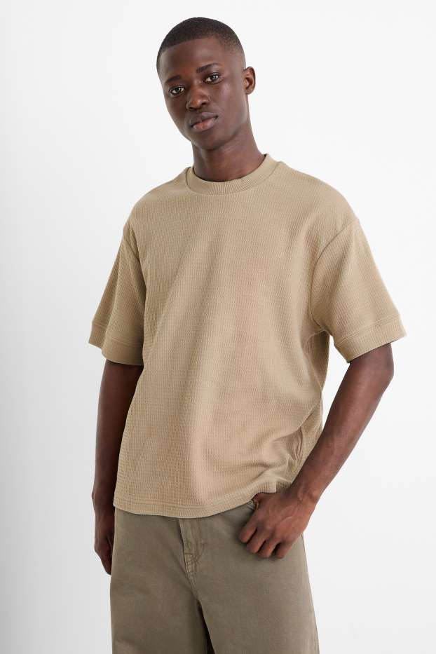 Uomo - T-shirt - relaxed fit - tessuto tramato - verde chiaro