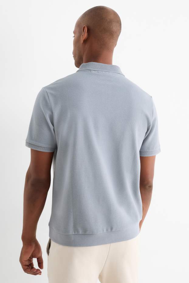 Bărbați - Tricou polo - regular fit - structurat - albastru deschis