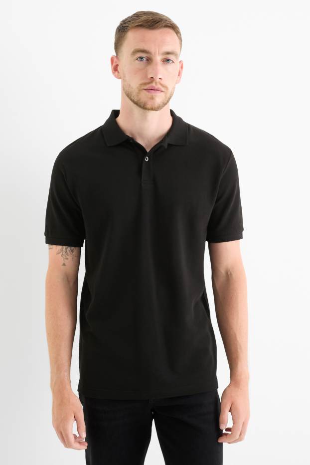 Bărbați - Tricou polo - regular fit - negru