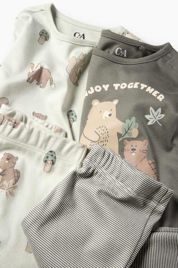 Bebeluși - băieți - Multipack 2 buc. - animale din pădure - pijama bebeluși - 4 piese - verde