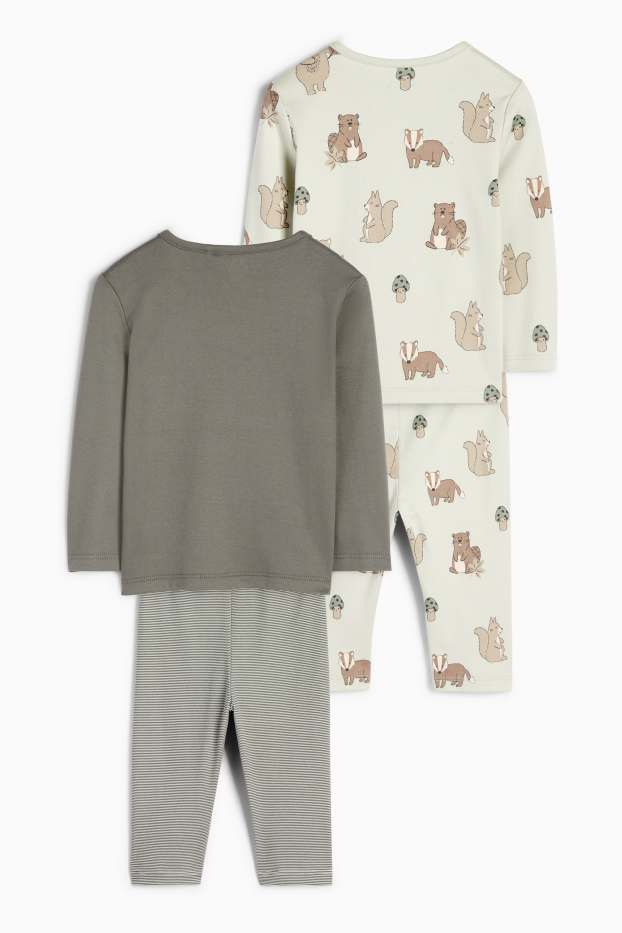 Bebeluși - băieți - Multipack 2 buc. - animale din pădure - pijama bebeluși - 4 piese - verde