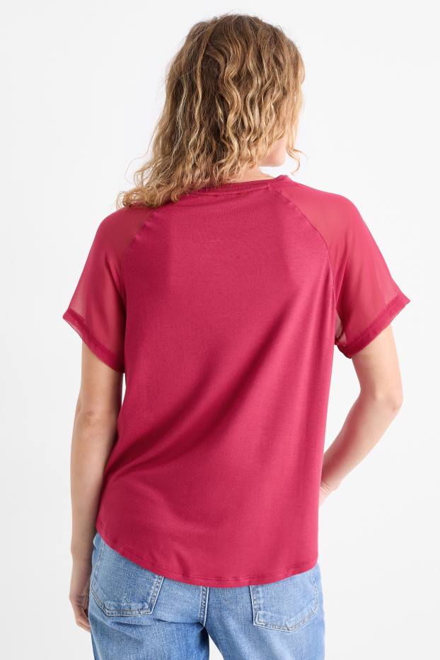 Femmes - T-shirt - regular fit - rose foncé