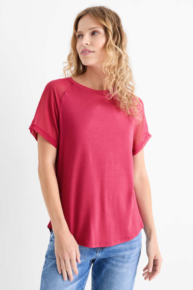 Femmes - T-shirt - regular fit - rose foncé