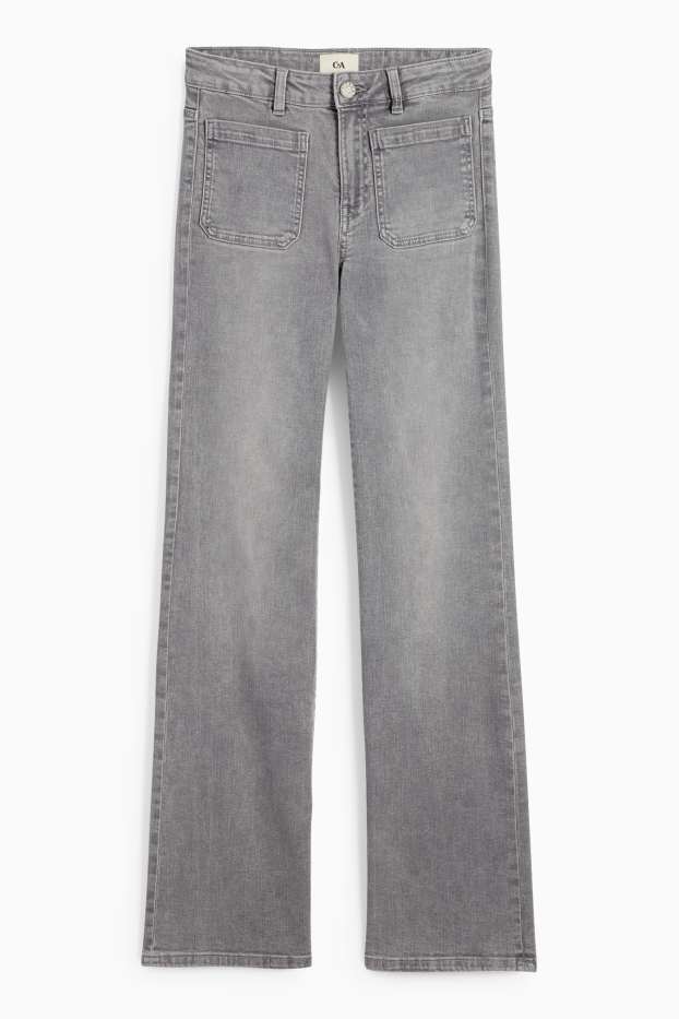 Femei - Flared jeans - talie medie - denim-gri
