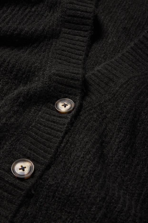 Femei - Cardigan tricotat - reiat - negru