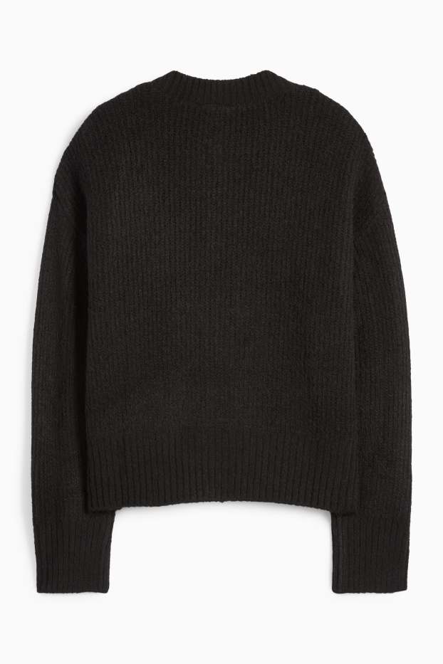 Femei - Cardigan tricotat - reiat - negru