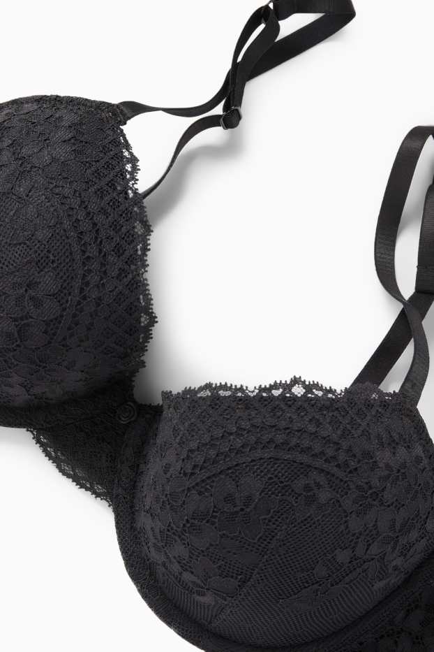 Femei - Sutien cu armătură - DEMI - vătuit - negru