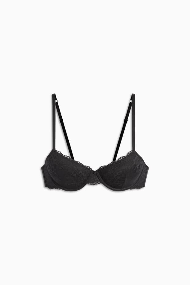 Femei - Sutien cu armătură - DEMI - vătuit - negru