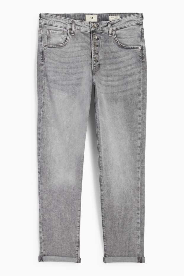 Dámské - Boyfriend jeans - mid waist - džíny - světle šedé