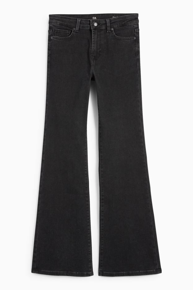 Femei - Flared jeans - talie medie - LYCRA® - denim-gri închis