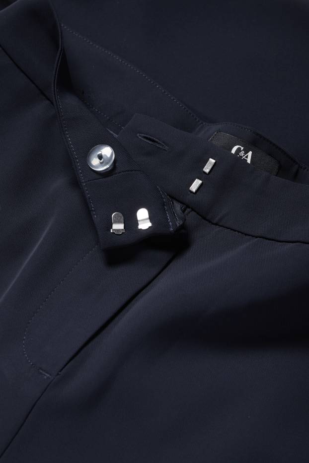 Women - Cloth trousers - mid-rise waist - wide leg - dark blue