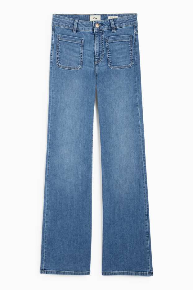 Femei - Flared jeans - talie medie - denim-albastru