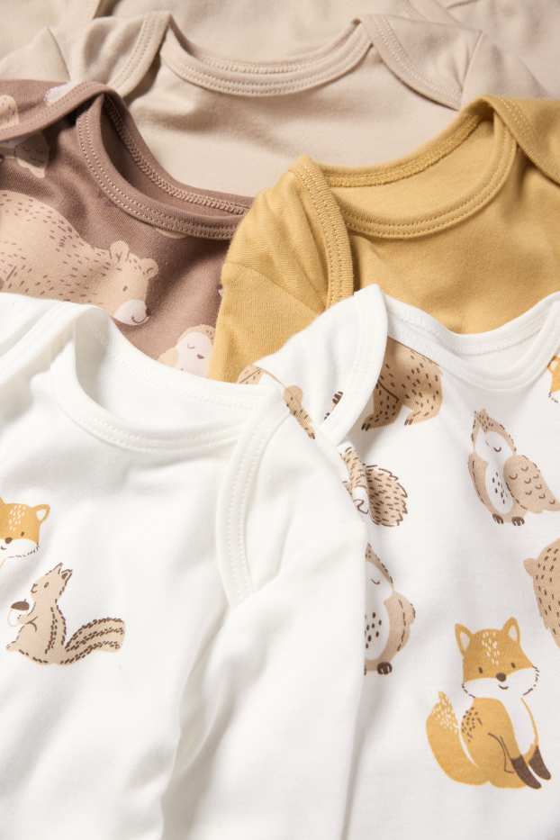 Unisex - Multipack 5 buc. - animale sălbatice - body bebeluși - bej