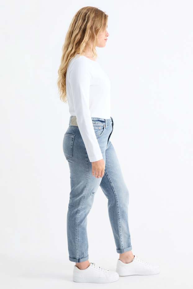 Femei - Boyfriend jeans - talie medie - LYCRA® - denim-albastru deschis