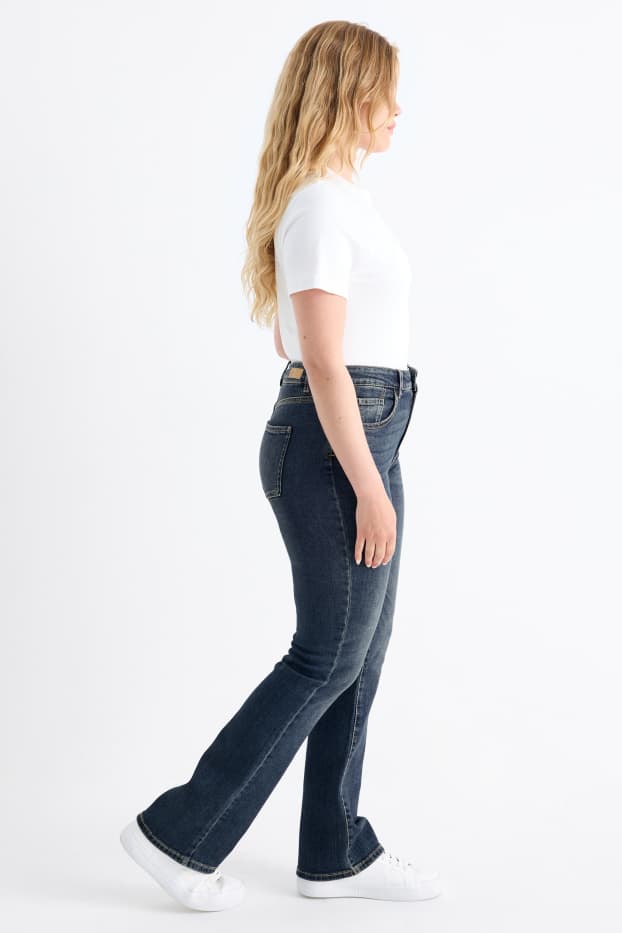 Femei - Bootcut jeans - talie înaltă - denim-albastru închis