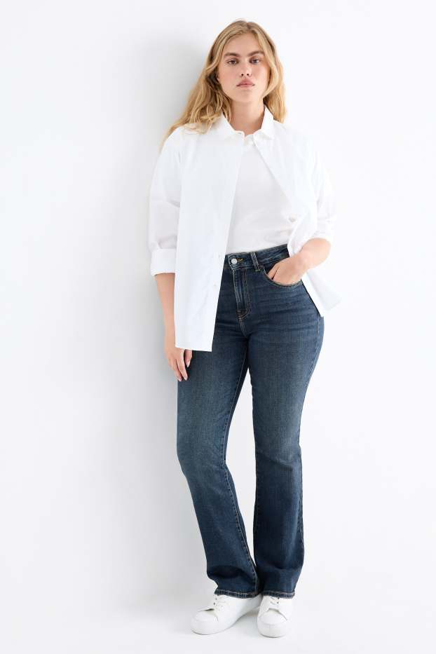 Femei - Bootcut jeans - talie înaltă - denim-albastru închis