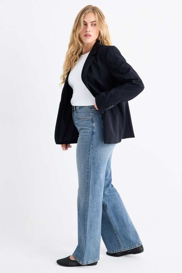 Femei - Wide leg jeans - talie înaltă - denim-albastru