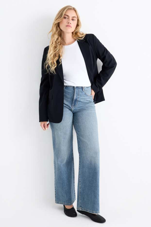 Femei - Wide leg jeans - talie înaltă - denim-albastru