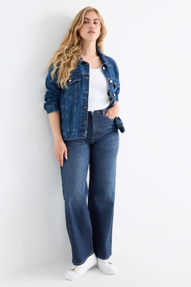 Femei - Wide leg jeans - talie înaltă - denim-albastru