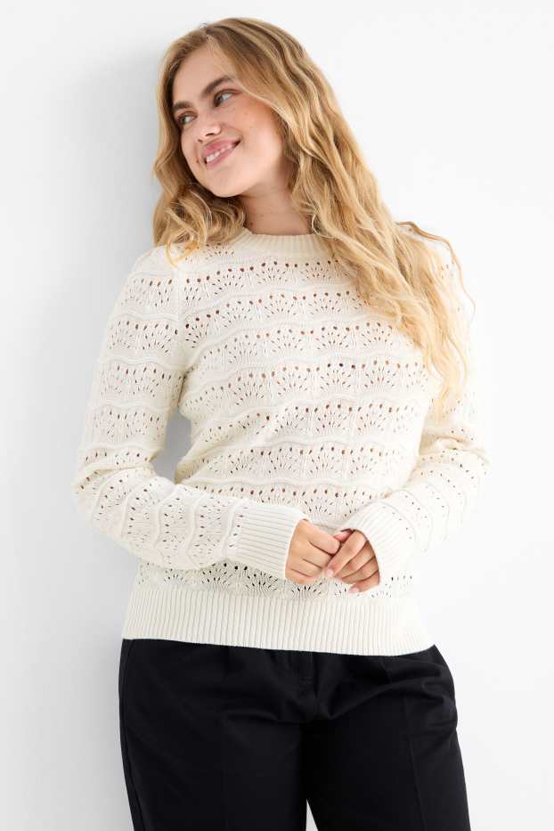 Damen - Pullover - cremeweiß