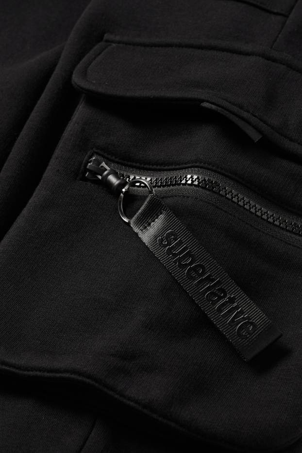 Bărbați - Pantaloni de trening cargo - negru