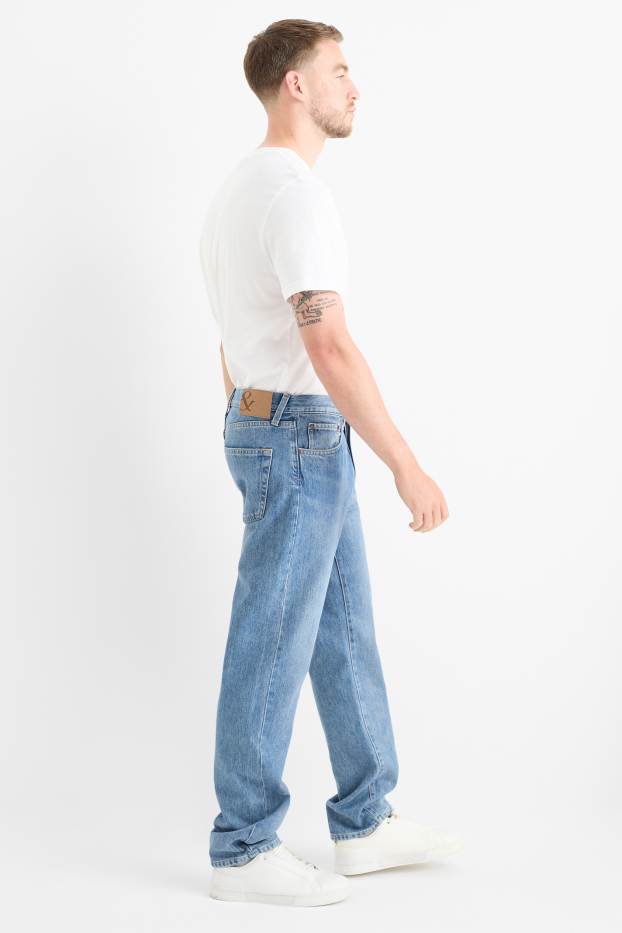 Bărbați - Regular jeans cu fentă cu nasturi - denim-albastru