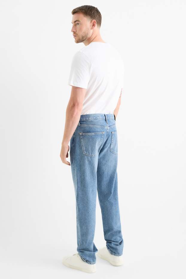 Bărbați - Regular jeans cu fentă cu nasturi - denim-albastru