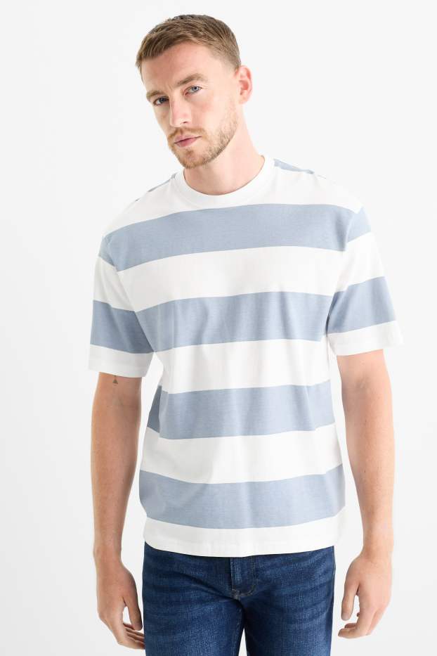 Bărbați - Tricou - relaxed fit - cu dungi - alb / albastru