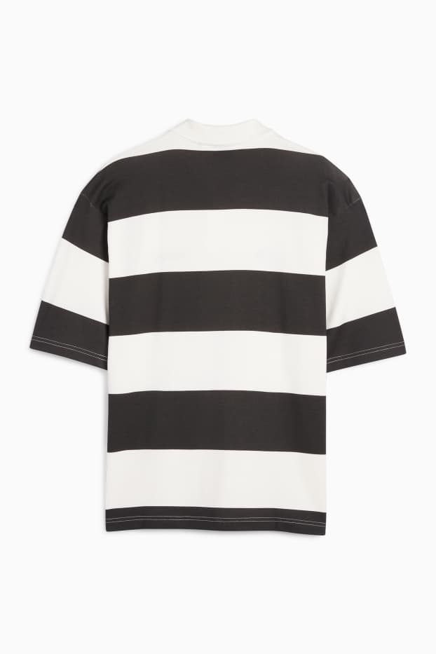 Bărbați - Tricou polo - cu dungi - negru / alb