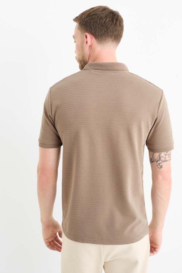 Bărbați - Tricou polo - regular fit - reiat - taupe
