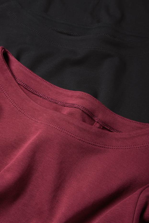 Femei - Multipack 2 buc. - tricou cu mânecă lungă - bordo / negru