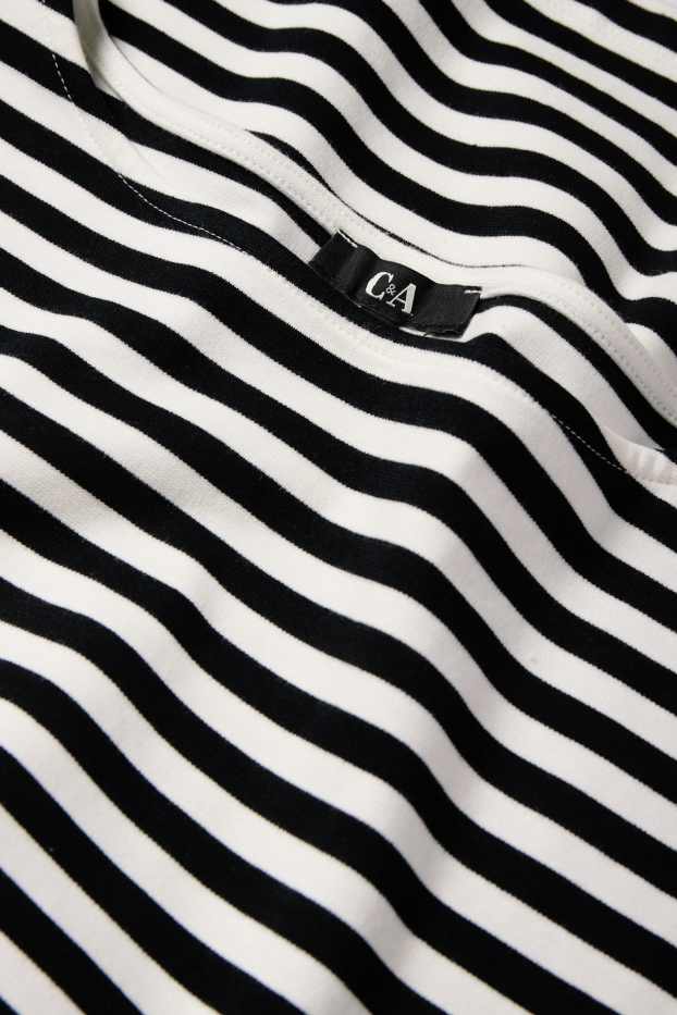 Dames - Longsleeve - gestreept - zwart / wit