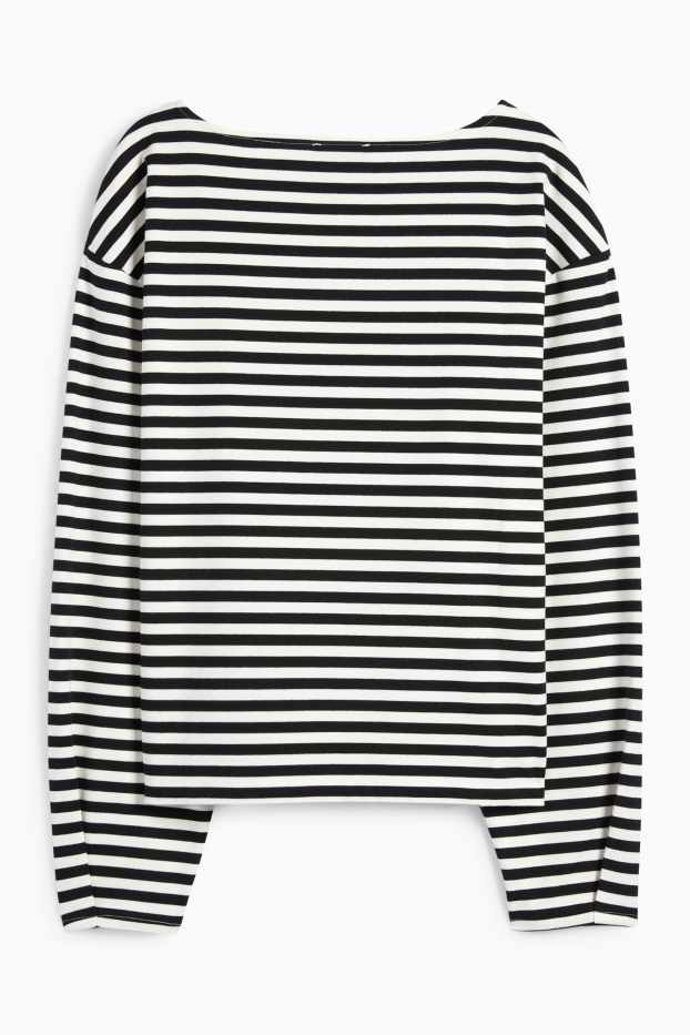 Dames - Longsleeve - gestreept - zwart / wit