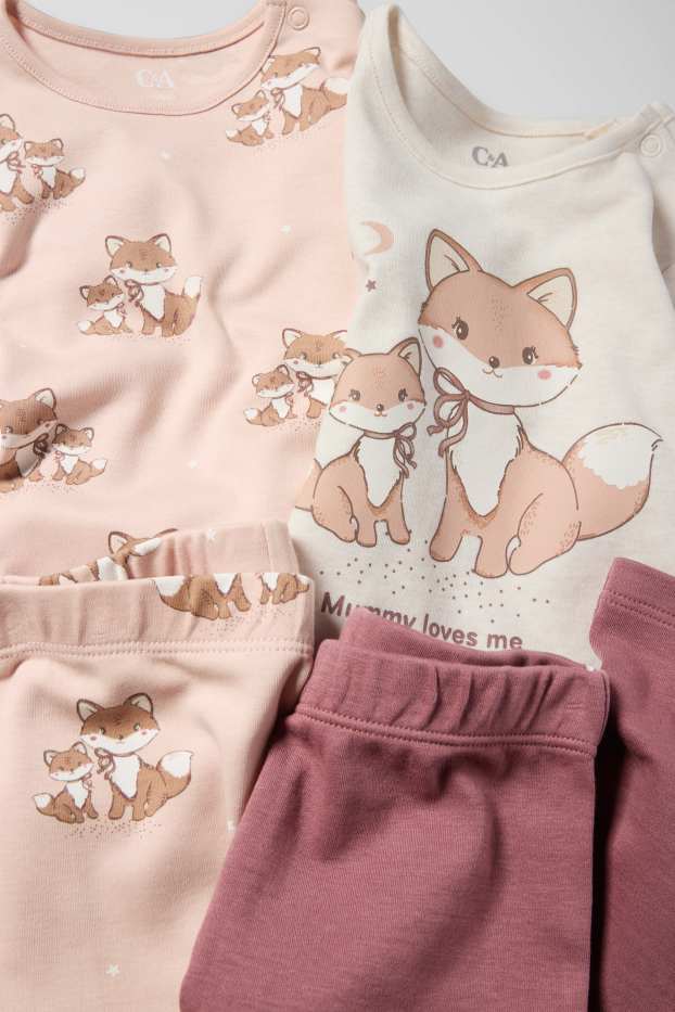Bebeluși - fete - Multipack 2 buc. - vulpe - pijama bebeluși - 4 piese - roz