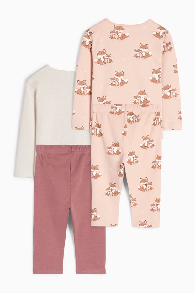 Bebeluși - fete - Multipack 2 buc. - vulpe - pijama bebeluși - 4 piese - roz