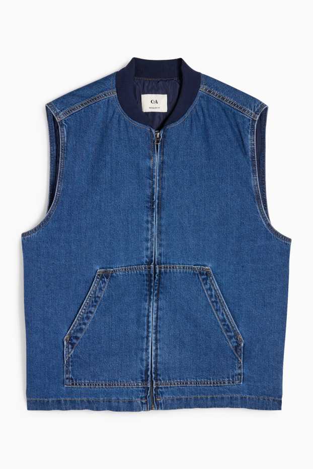 Bărbați - Vestă din denim - căptușită - denim-albastru