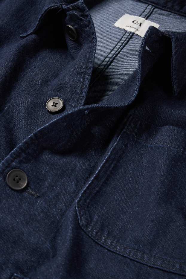 Bărbați - Jachetă tip cămașă - relaxed fit - guler Kent - denim-albastru închis