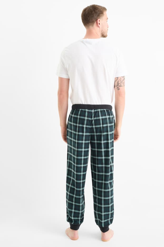 Bărbați - Pantaloni de pijama - în carouri - verde închis