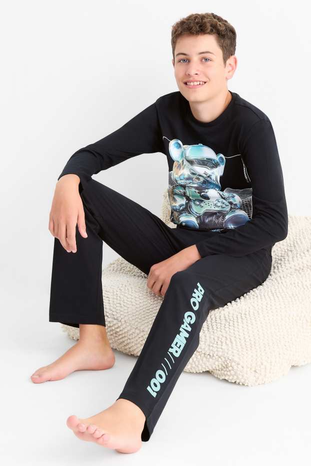 Copii - Băieți - Gaming - pijama - 2 piese - negru