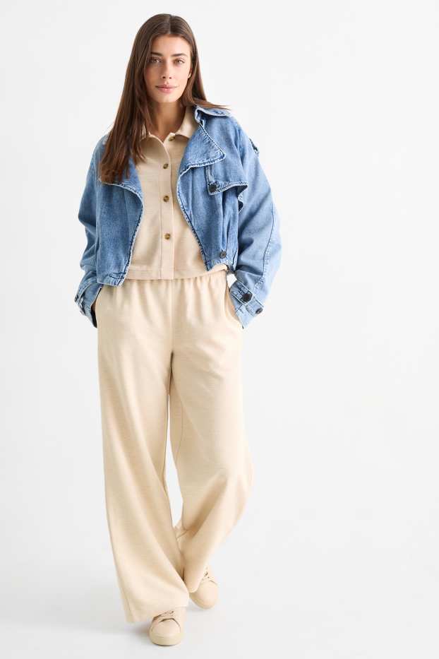 Femei - Pantaloni de trening - structurați - bej deschis