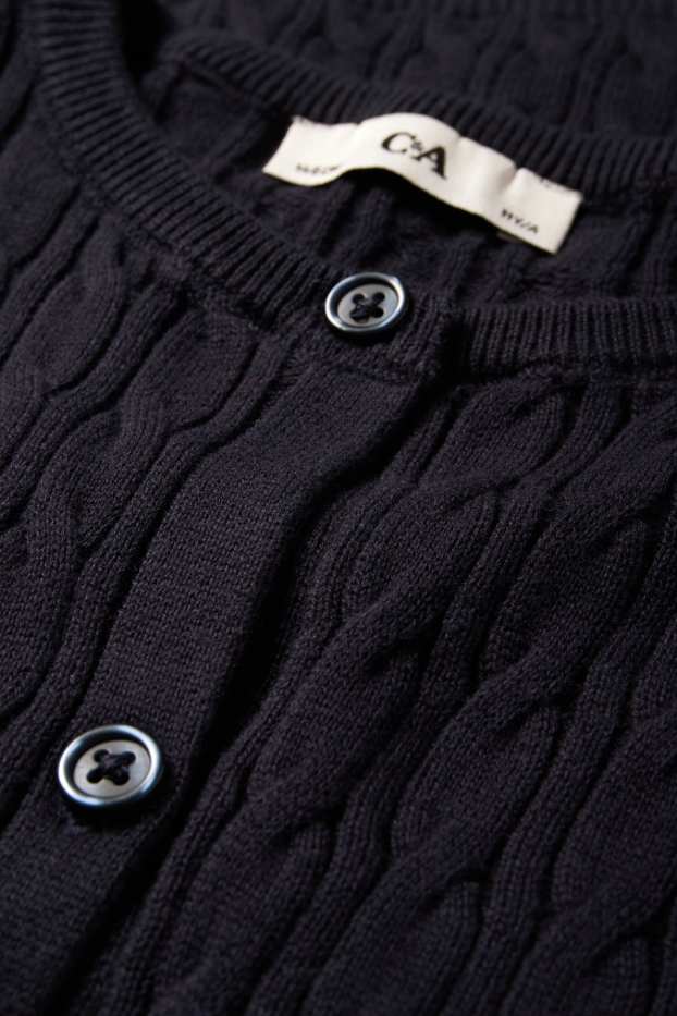 Copii - Fete - Cardigan tricotat - cu torsade - negru