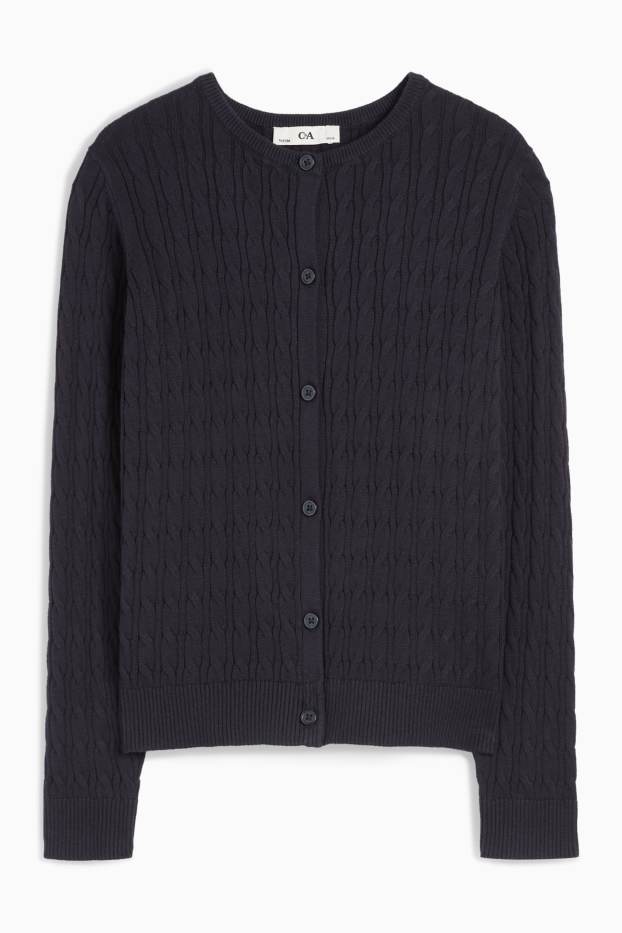 Copii - Fete - Cardigan tricotat - cu torsade - negru