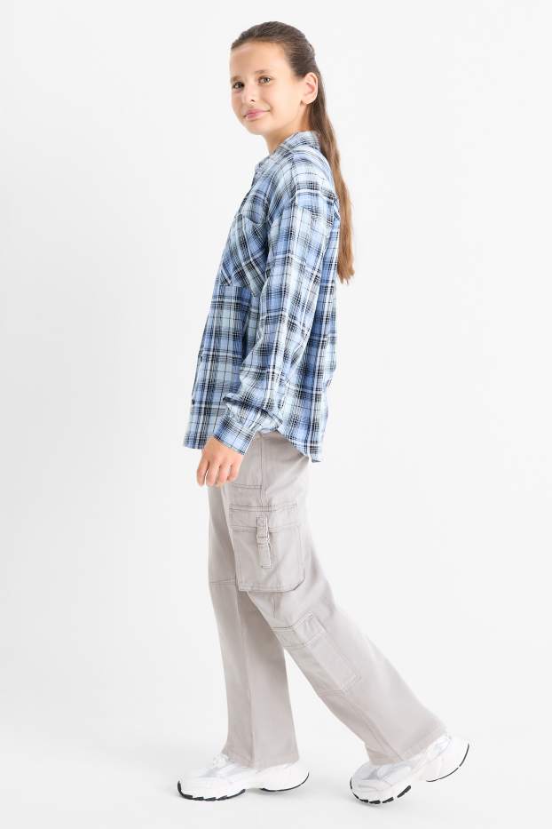 Copii - Fete - Pantaloni cargo - gri deschis